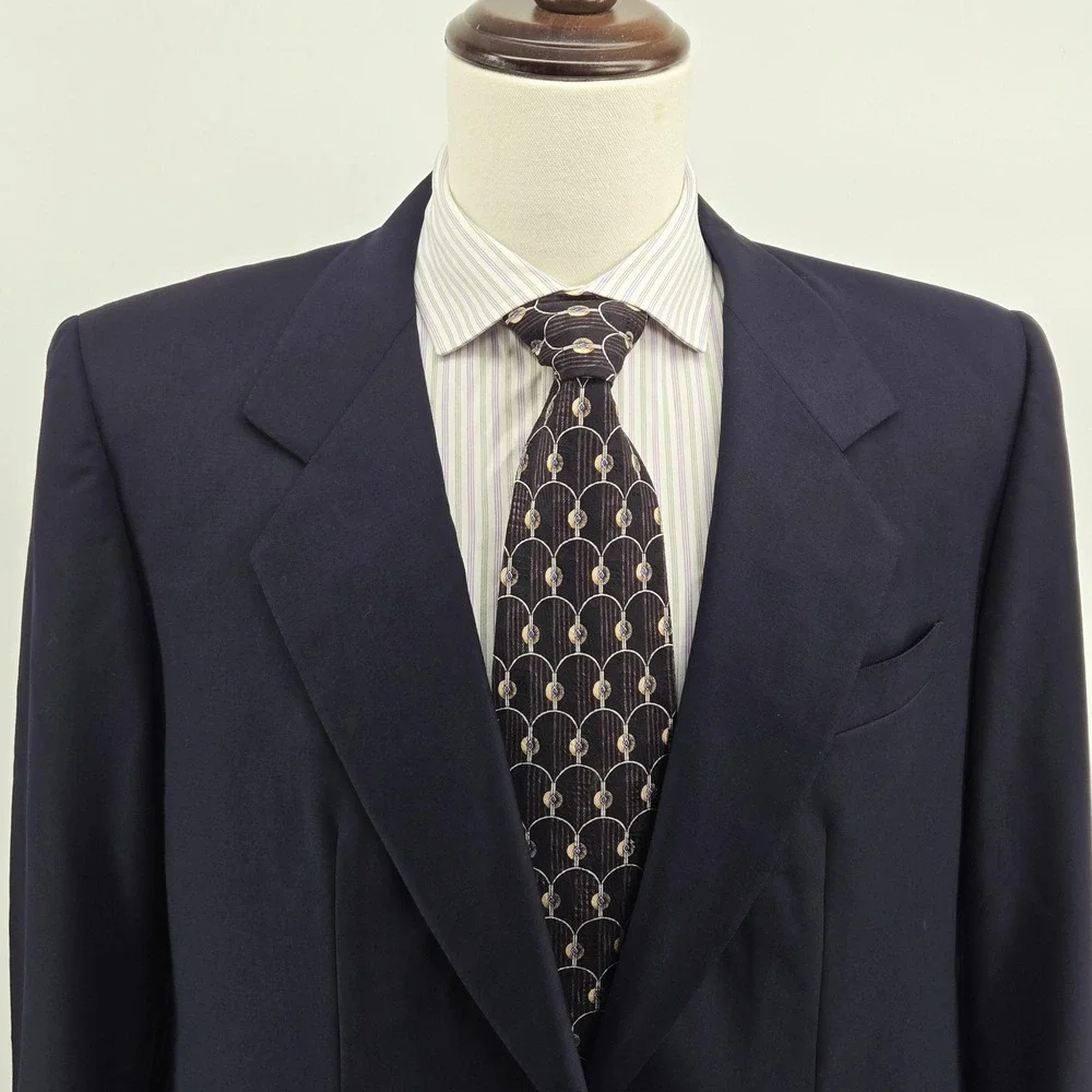 Vintage Burberrys IT 48 Blue Wool Blazer 2 Button Made in Italy Mens Sport‎ Coat